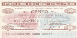 MINIASSEGNO IST.CENTR. BP ITALIANE 100 L. GENERALI -LA SPEZIA (A597---FDS - [10] Assegni E Miniassegni