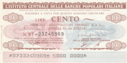 MINIASSEGNO IST.CENTR. BP ITALIANE 100 L. GENERALI -LA SPEZIA (A596---FDS - [10] Assegni E Miniassegni