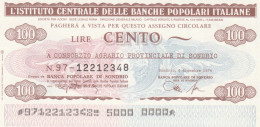 MINIASSEGNO IST.CENTR. BP ITALIANE 100 L. CONS AGRARIO SO (A581---FDS - [10] Assegni E Miniassegni