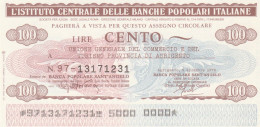 MINIASSEGNO IST.CENTR. BP ITALIANE 100 L. UN COMM AG (A577---FDS - [10] Assegni E Miniassegni