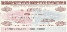 MINIASSEGNO IST.CENTR. BP ITALIANE 100 L. COOP EMILIA VENETO (A560---FDS - [10] Assegni E Miniassegni