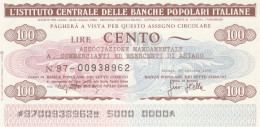 MINIASSEGNO IST.CENTR. BP ITALIANE 100 L. ASS COMM ASIAGO (A559---FDS - [10] Assegni E Miniassegni