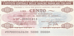 MINIASSEGNO IST.CENTR. BP ITALIANE 100 L. ASS COMM ASIAGO (A558---FDS - [10] Assegni E Miniassegni