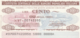 MINIASSEGNO IST.CENTR. BP ITALIANE 100 L. COOP EMILIA VENETO (A554---FDS - [10] Assegni E Miniassegni