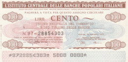 MINIASSEGNO IST.CENTR. BP ITALIANE 100 L. UN COMM MARCHE (A545---FDS - [10] Assegni E Miniassegni