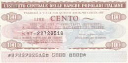 MINIASSEGNO IST.CENTR. BP ITALIANE 100 L. ASS COMM THIENE (A538---FDS - [10] Assegni E Miniassegni