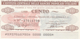 MINIASSEGNO IST.CENTR. BP ITALIANE 100 L. ITALJOLLY (A537---FDS - [10] Assegni E Miniassegni