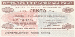 MINIASSEGNO IST.CENTR. BP ITALIANE 100 L. ITALJOLLY (A536---FDS - [10] Assegni E Miniassegni