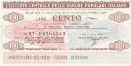 MINIASSEGNO IST.CENTR. BP ITALIANE 100 L. ASS COMM PESARO URBINO (A520---FDS - [10] Checks And Mini-checks