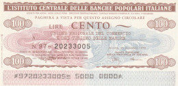 MINIASSEGNO IST.CENTR. BP ITALIANE 100 L. UN COMM MARCHE (A524---FDS - [10] Checks And Mini-checks