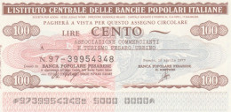 MINIASSEGNO IST.CENTR. BP ITALIANE 100 L. ASS COMM PESARO URBINO (A521---FDS - [10] Checks And Mini-checks