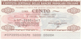 MINIASSEGNO IST.CENTR. BP ITALIANE 100 L. ASS COMM PESARO URBINO (A518---FDS - [10] Checks And Mini-checks