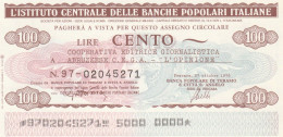 MINIASSEGNO IST.CENTR. BP ITALIANE 100 L. COOP EDITRICE L'OPINIONE (A508---FDS - [10] Checks And Mini-checks