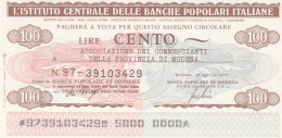 MINIASSEGNO IST.CENTR. BP ITALIANE 100 L. ASS COMM MO (A500---FDS - [10] Cheques Y Mini-cheques