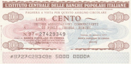 MINIASSEGNO IST.CENTR. BP ITALIANE 100 L. UNIONE COMM FC RIMINI (A510---FDS - [10] Checks And Mini-checks