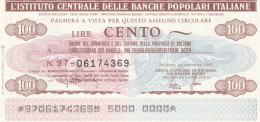 MINIASSEGNO IST.CENTR. BP ITALIANE 100 L. UNIONE COMM BZ (A506---FDS - [10] Cheques Y Mini-cheques