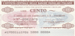 MINIASSEGNO IST.CENTR. BP ITALIANE 100 L. ASS COMM PN (A505---FDS - [10] Assegni E Miniassegni