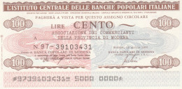 MINIASSEGNO IST.CENTR. BP ITALIANE 100 L. ASS COMM MO (A501---FDS - [10] Checks And Mini-checks