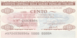 MINIASSEGNO IST.CENTR. BP ITALIANE 100 L. AUTOSTRADE (A498---FDS - [10] Cheques Y Mini-cheques