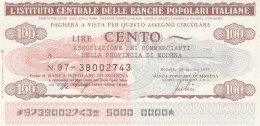 MINIASSEGNO IST.CENTR. BP ITALIANE 100 L. ASS COMM MO (A499---FDS - [10] Chèques