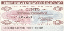 MINIASSEGNO IST.CENTR. BP ITALIANE 100 L. UN COMM BZ (A496---FDS - [10] Chèques