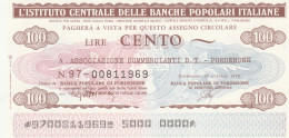 MINIASSEGNO IST.CENTR. BP ITALIANE 100 L. ASS COMM PN (A494---FDS - [10] Chèques