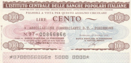 MINIASSEGNO IST.CENTR. BP ITALIANE 100 L. ASS COMM PN (A495---FDS - [10] Checks And Mini-checks