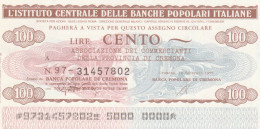 MINIASSEGNO IST.CENTR. BP ITALIANE 100 L. ASS COMM CR (A493---FDS - [10] Assegni E Miniassegni