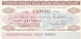 MINIASSEGNO IST.CENTR. BP ITALIANE 100 L. GRUPPO INDUSTR LODIGIANI (A488---FDS - [10] Cheques Y Mini-cheques