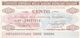 MINIASSEGNO IST.CENTR. BP ITALIANE 100 L. GRUPPO INDUSTR LODIGIANI (A487---FDS - [10] Checks And Mini-checks