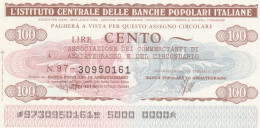 MINIASSEGNO IST.CENTR. BP ITALIANE 100 L. AS COMM ABBIATEGRASSO (A476---FDS - [10] Checks And Mini-checks