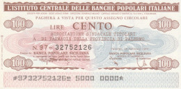 MINIASSEGNO IST.CENTR. BP ITALIANE 100 L. ASS FARMACIA PA (A483---FDS - [10] Chèques