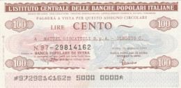 MINIASSEGNO IST.CENTR. BP ITALIANE 100 L. MATTEL (A473---FDS - [10] Cheques Y Mini-cheques