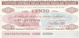 MINIASSEGNO IST.CENTR. BP ITALIANE 100 L. OFFICINE ZUMIN (A459---FDS - [10] Chèques
