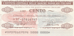 MINIASSEGNO IST.CENTR. BP ITALIANE 100 L. ITALJOLLLY (A461---FDS - [10] Assegni E Miniassegni