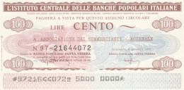 MINIASSEGNO IST.CENTR. BP ITALIANE 100 L. ASS COMM ACIREALE (A467---FDS - [10] Cheques Y Mini-cheques