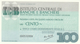 MINIASSEGNO ICBB 100 L. BANCA CAMBIO BONSEMBIANTE (A448---FDS - [10] Checks And Mini-checks