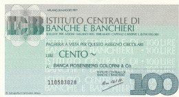 MINIASSEGNO ICBB 100 L. BANCA ROSENBERG (A437---FDS - [10] Assegni E Miniassegni