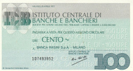 MINIASSEGNO ICBB 100 L. BANCA RASINI (A433---FDS - [10] Checks And Mini-checks