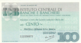 MINIASSEGNO ICBB 100 L. FRATELLI CERIANA (A428---FDS - [10] Cheques Y Mini-cheques