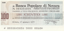 MINIASSEGNO BANCA POPOLARE NOVARA 100 L. ASS DETTAGLIANTI TESSILI MI (A416---FDS - [10] Checks And Mini-checks