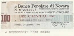 MINIASSEGNO BANCA POPOLARE NOVARA 100 L. LUIGI BOSCA (A410---FDS - [10] Checks And Mini-checks