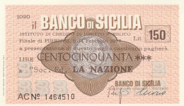MINIASSEGNO BANCO DI SICILIA 150 L. LA NAZIONE (A359---FDS - [10] Checks And Mini-checks