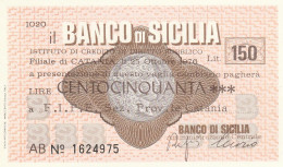 MINIASSEGNO BANCO DI SICILIA 150 L. FIPE (A348---FDS - [10] Assegni E Miniassegni