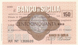 MINIASSEGNO BANCO DI SICILIA 150 L. ASS COMM TP (A341---FDS - [10] Scheck Und Mini-Scheck