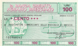 MINIASSEGNO BANCA CREDITO AGRAZIO BRESCIANO 100 L. ASS COMM BS (A332---FDS - [10] Assegni E Miniassegni