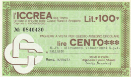 MINIASSEGNO ICCREA 100 L. AL.VA (A325---FDS - [10] Chèques