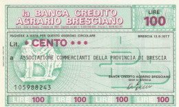 MINIASSEGNO BANCA CREDITO AGRAZIO BRESCIANO 100 L. ASS COMM BS (A331---FDS - [10] Chèques