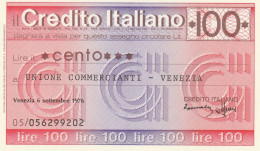 MINIASSEGNO CREDITO ITALIANO 100 L. UN COMM VE (A292---FDS - [10] Cheques Y Mini-cheques