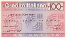 MINIASSEGNO CREDITO ITALIANO 100 L. ASS COMM BO (A290---FDS - [10] Cheques En Mini-cheques